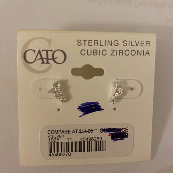 Cato Sterling Silver 925 Small Earrings - Picture 1 of 4